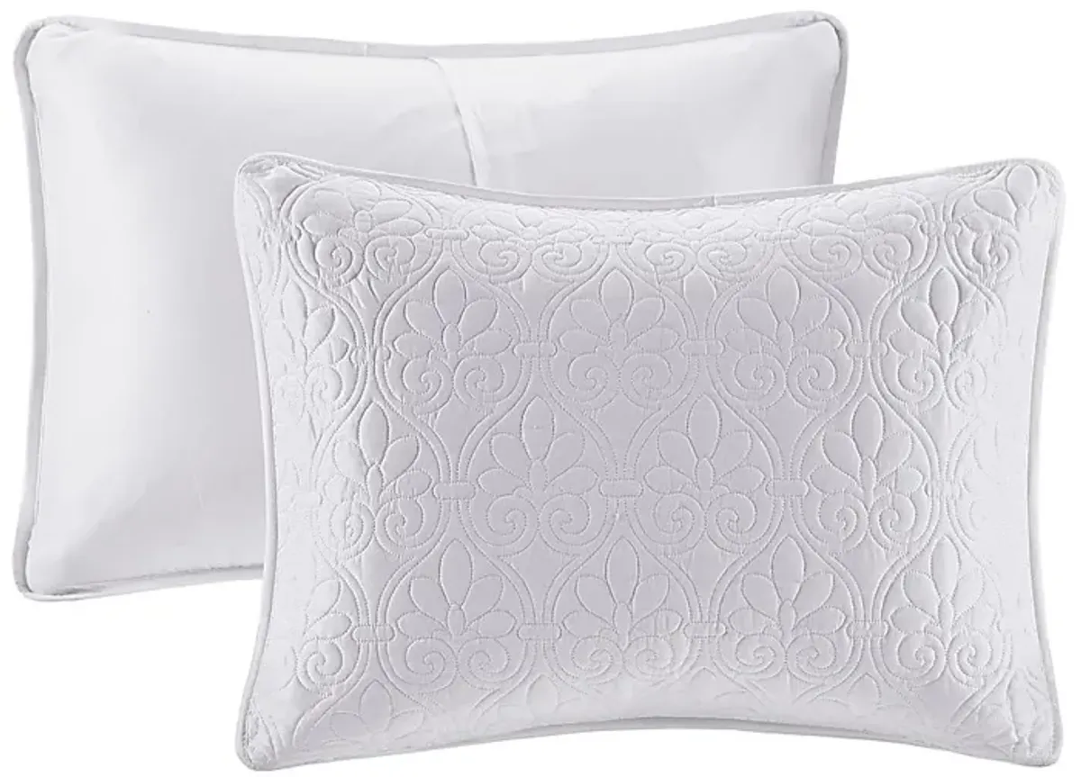 Toyah White 3 Pc Full/Queen Quilt Set