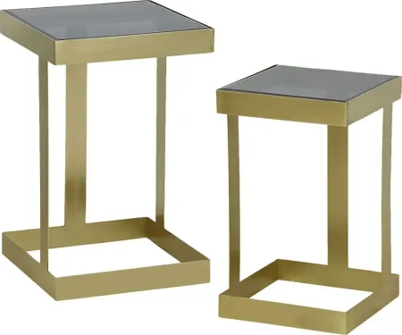 Lothair Gold Side Table, Set of 2