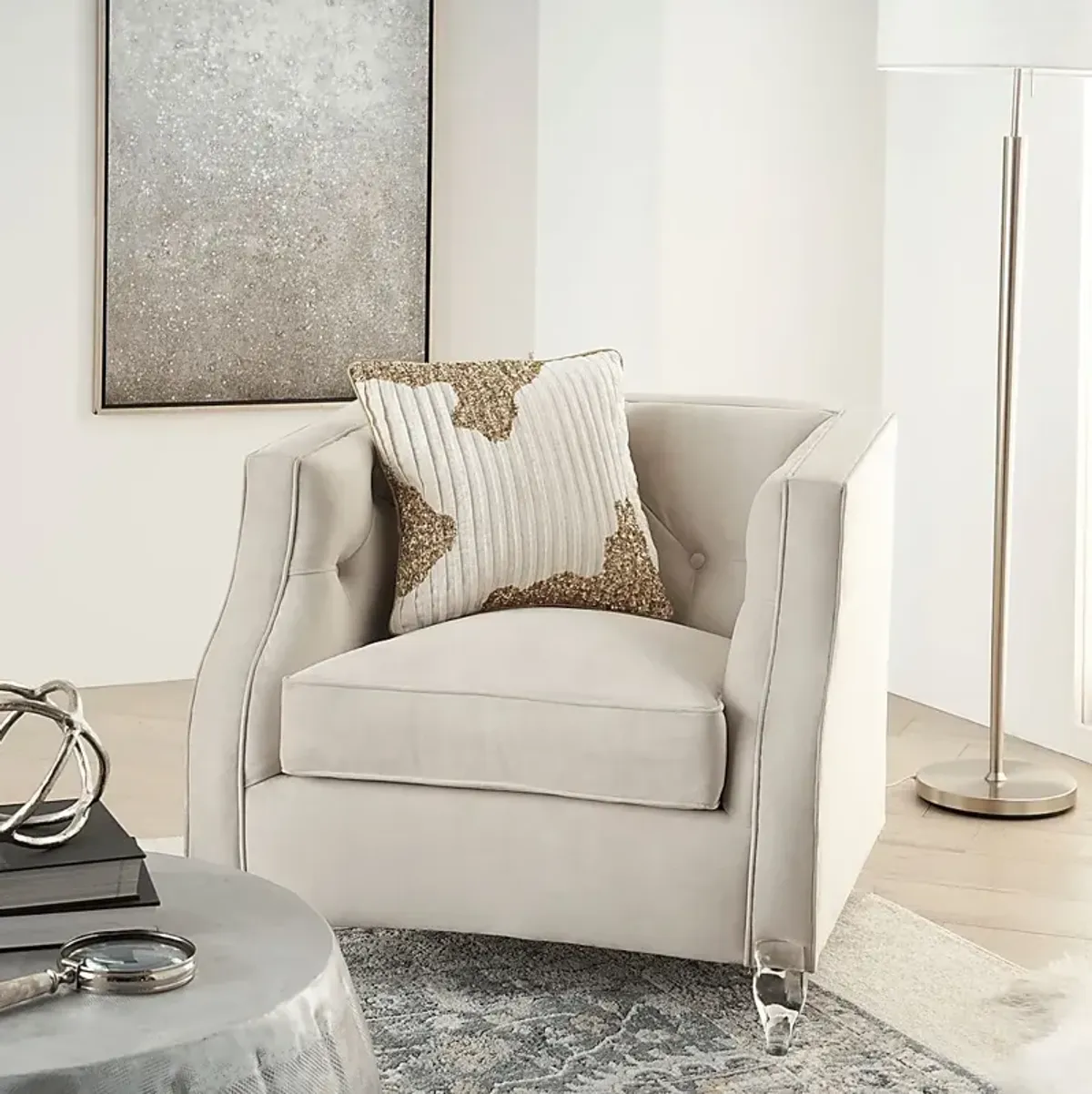 Sunbeam Ivory/Gold Accent Pillow