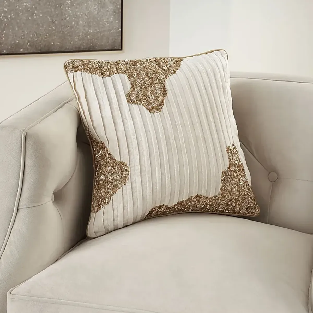 Sunbeam Ivory/Gold Accent Pillow