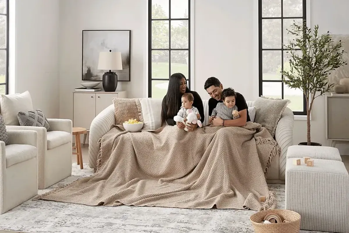 Freddie Beige Large Throw Blanket