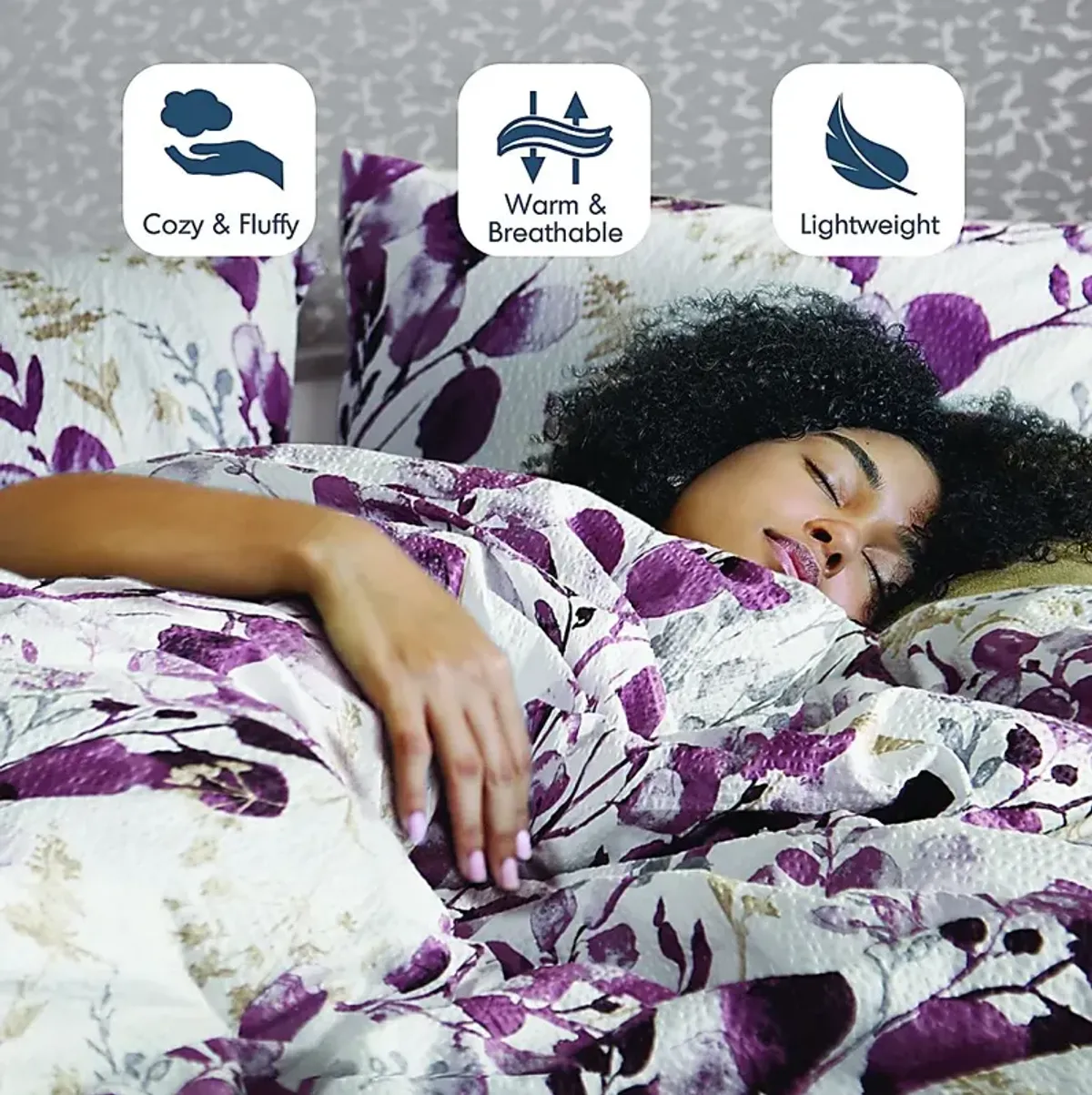 Croadea Purple Full/Queen 3 Pc Comforter Set