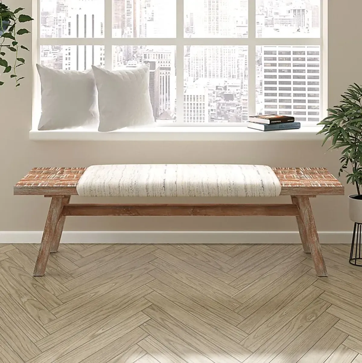 Kazri White/Brown Bench