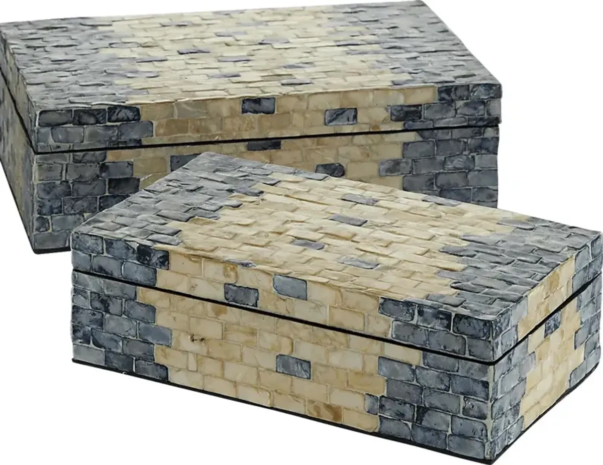 Hugai Blue Decorative Box, Set of 2