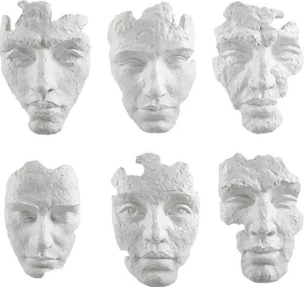 Brummi White Wall Decor, Set of 6