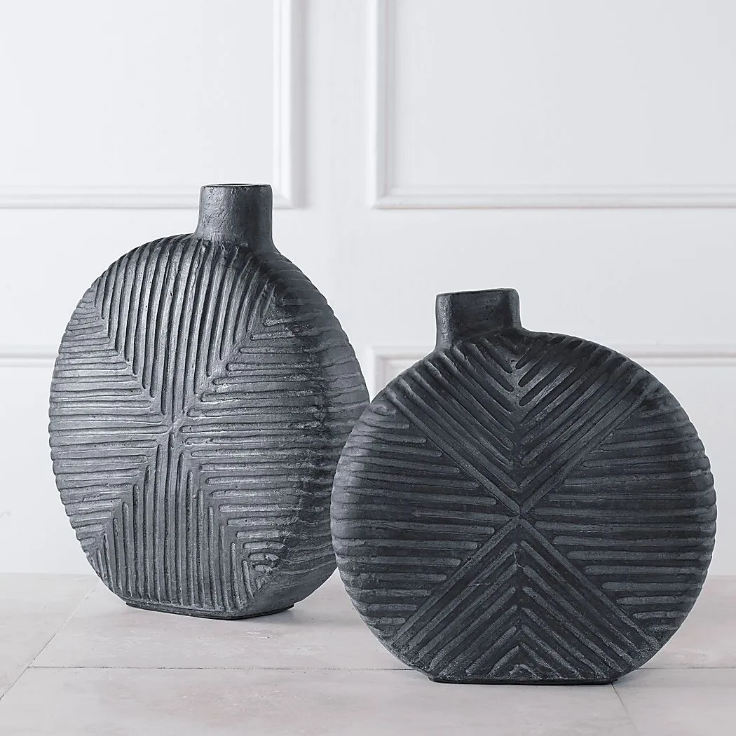 Zarek Black Vase, Set of 2