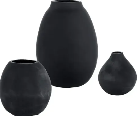 Eljin Black Vase, Set of 3