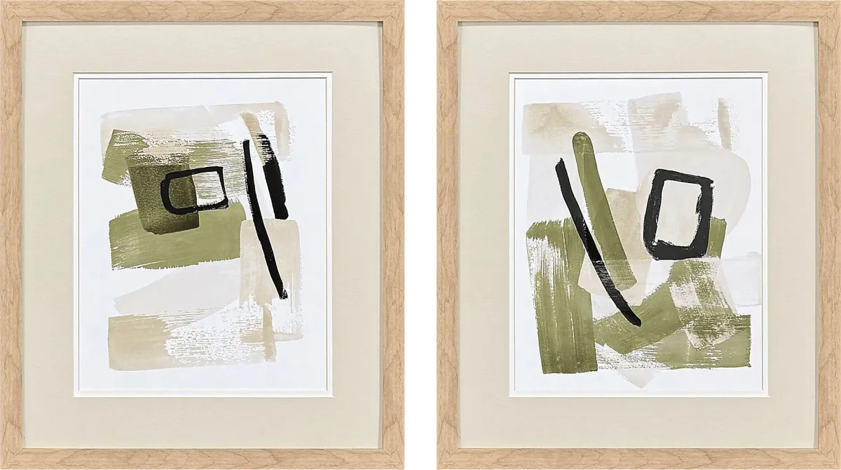 Sage Vibes Green Artwork, Set of 2