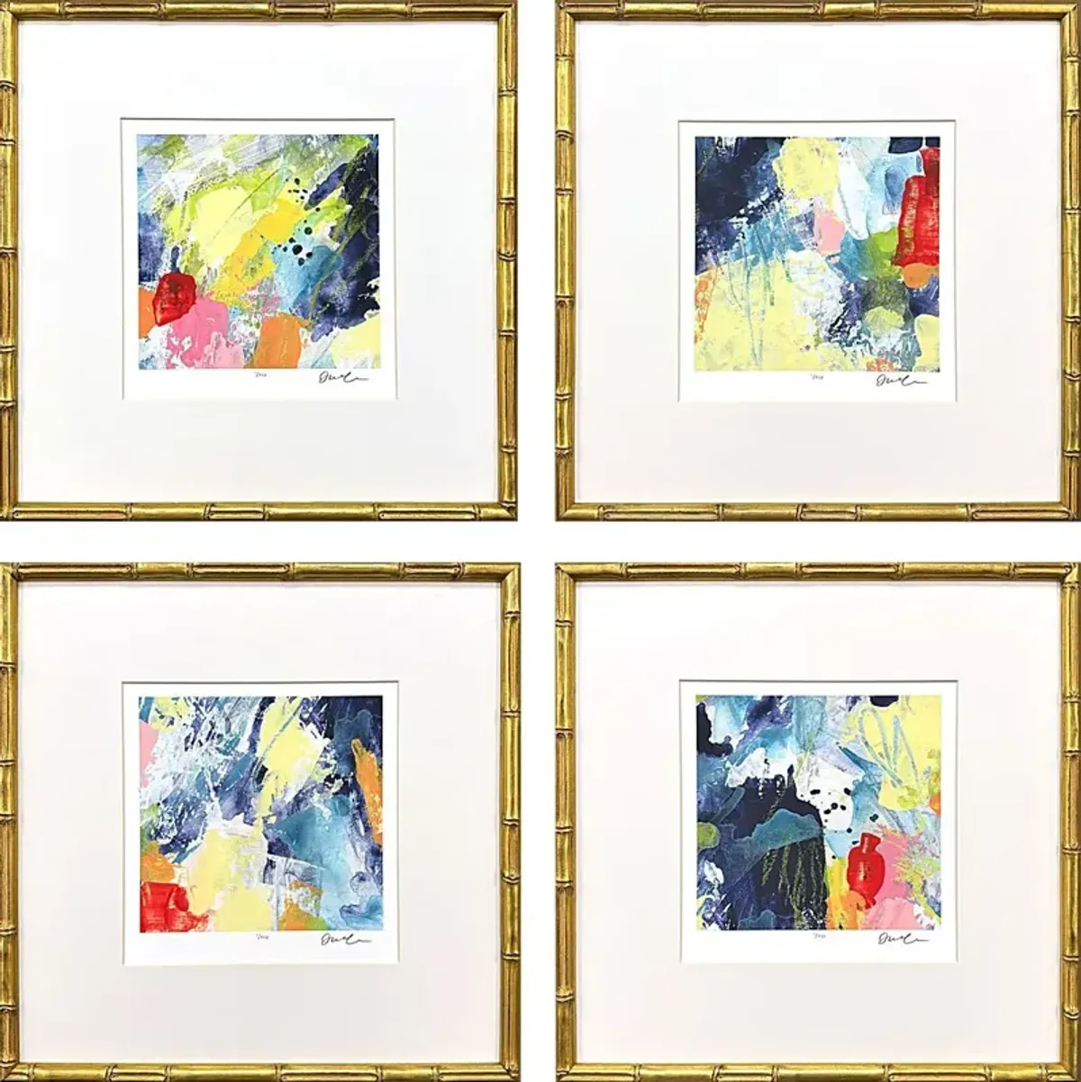 Damiyen Blue Artwork, Set of 4