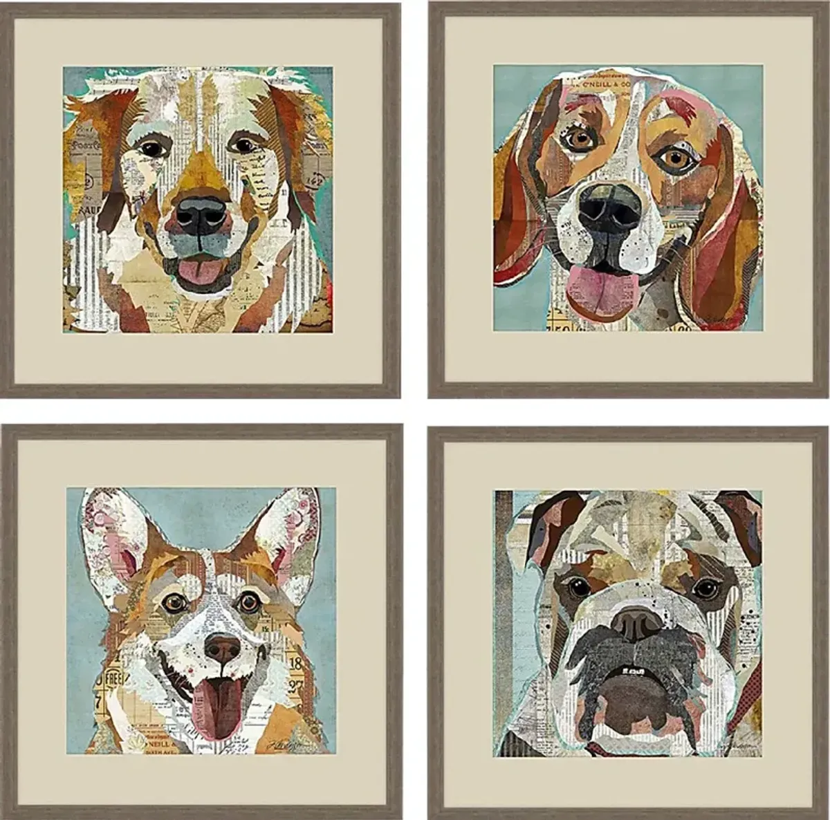Doggy Ways Light Brown Artwork, Set of 4
