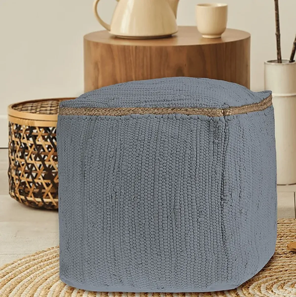 Binvia Gray Pouf