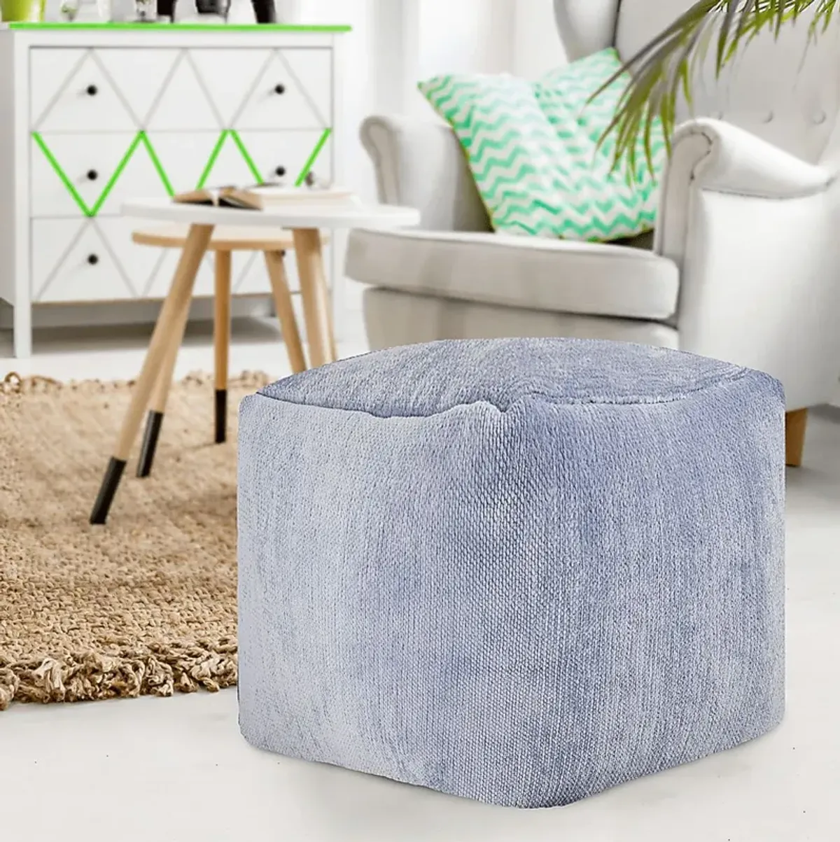 Gekia Light Blue Pouf