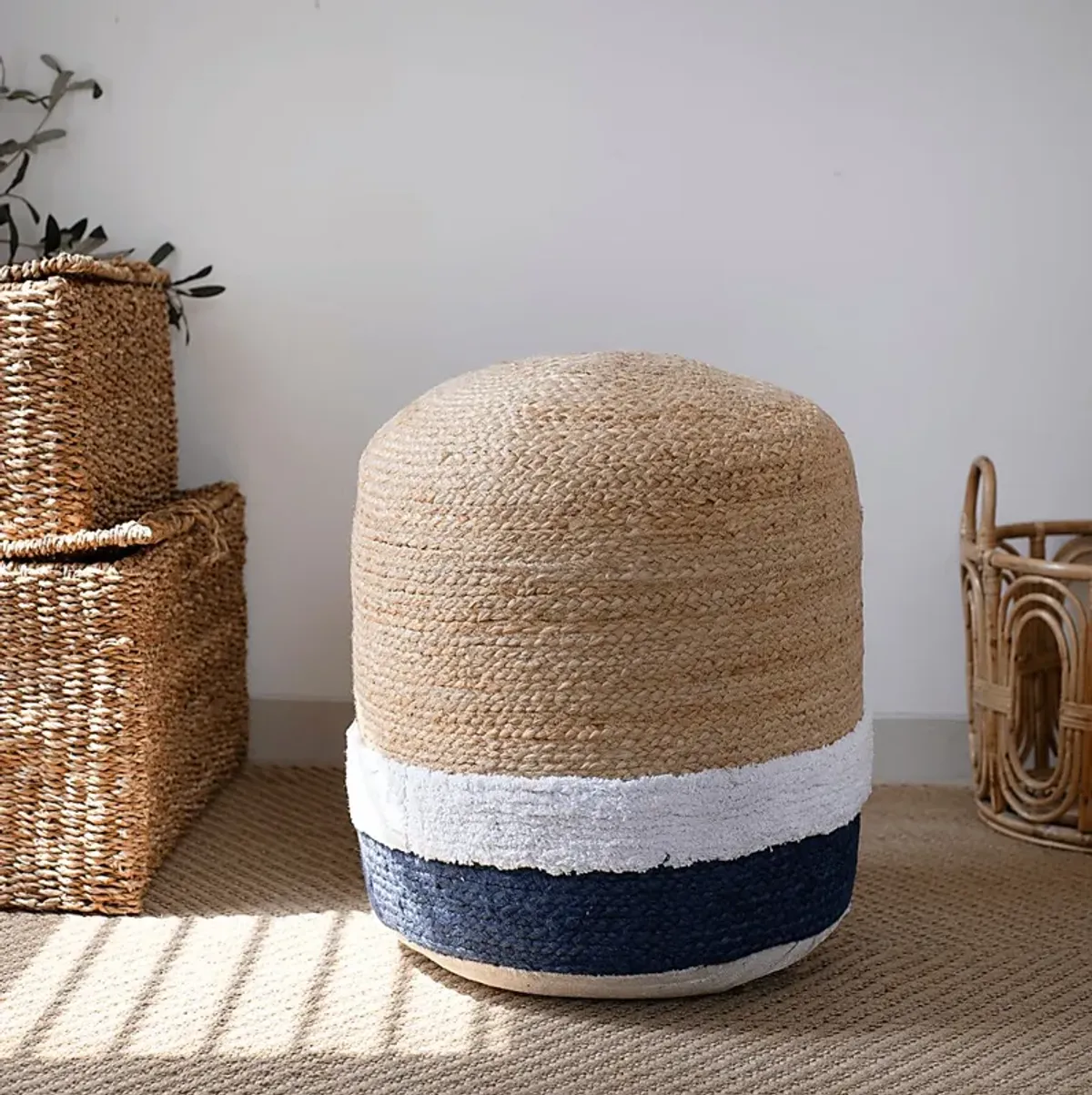 Amiden Natural/Navy Pouf