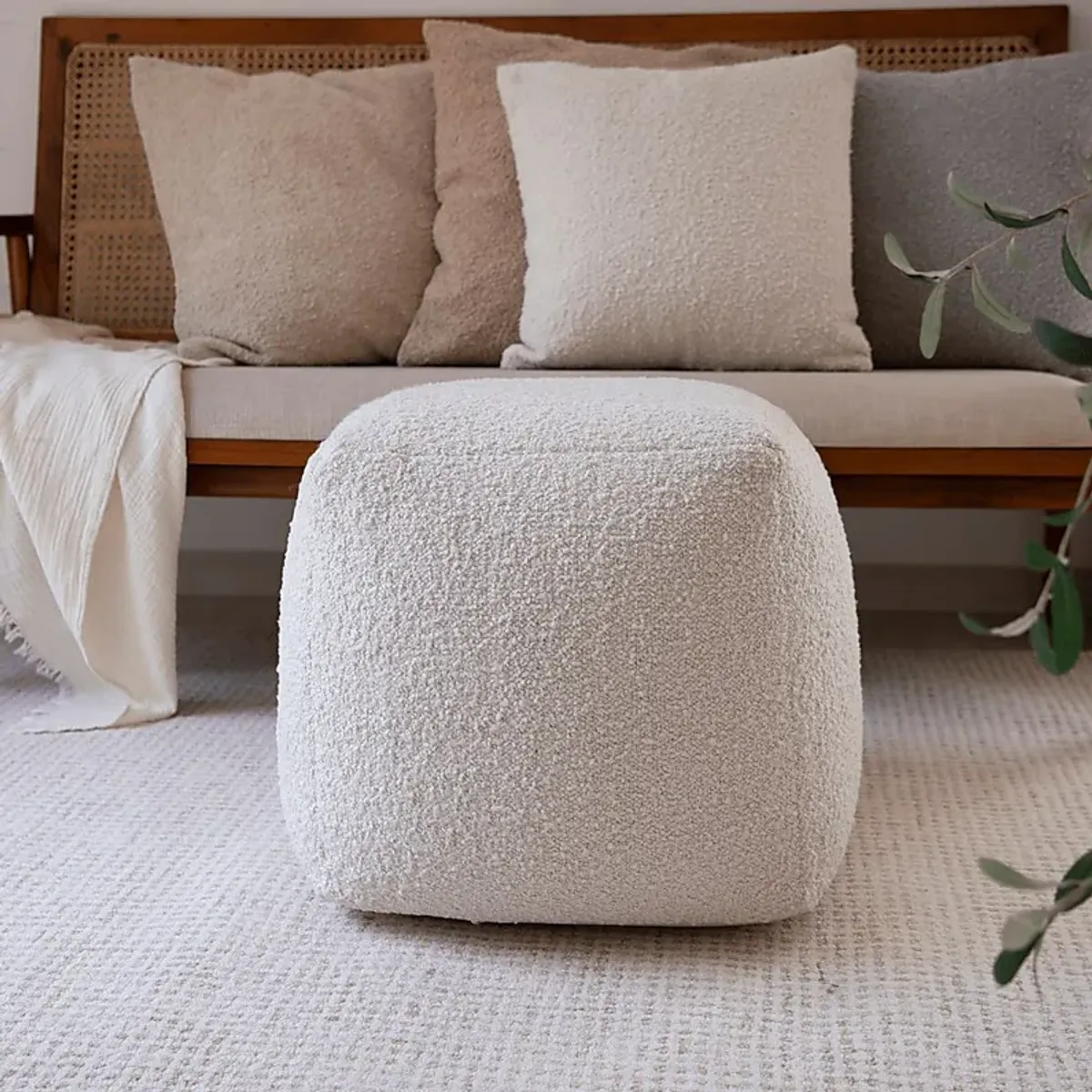 Nelior Ivory Pouf