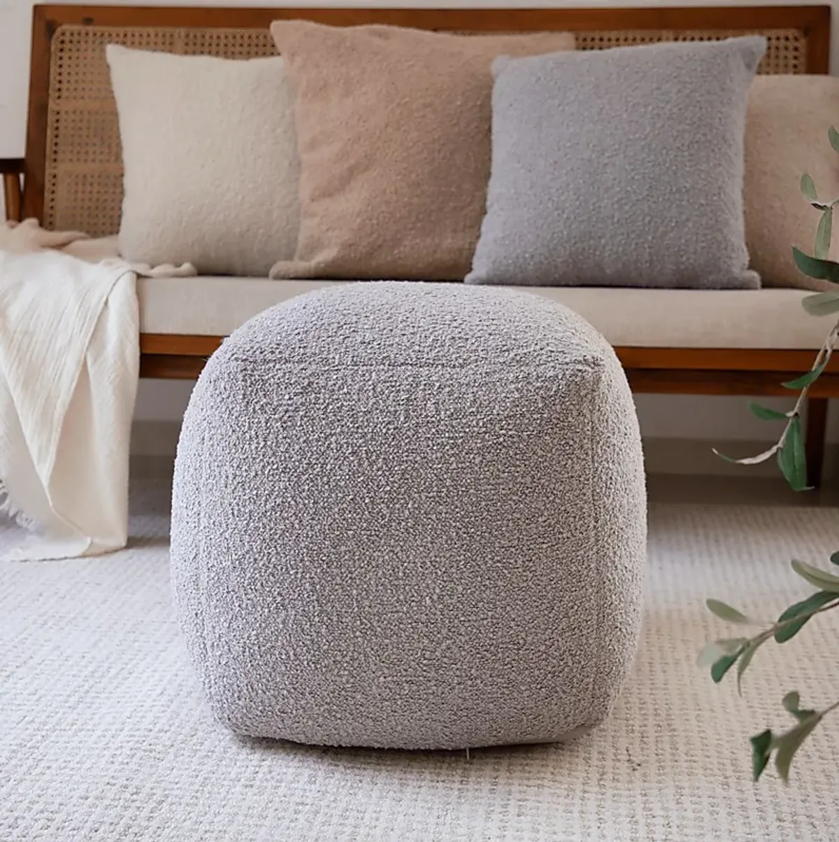 Nelior Gray Pouf