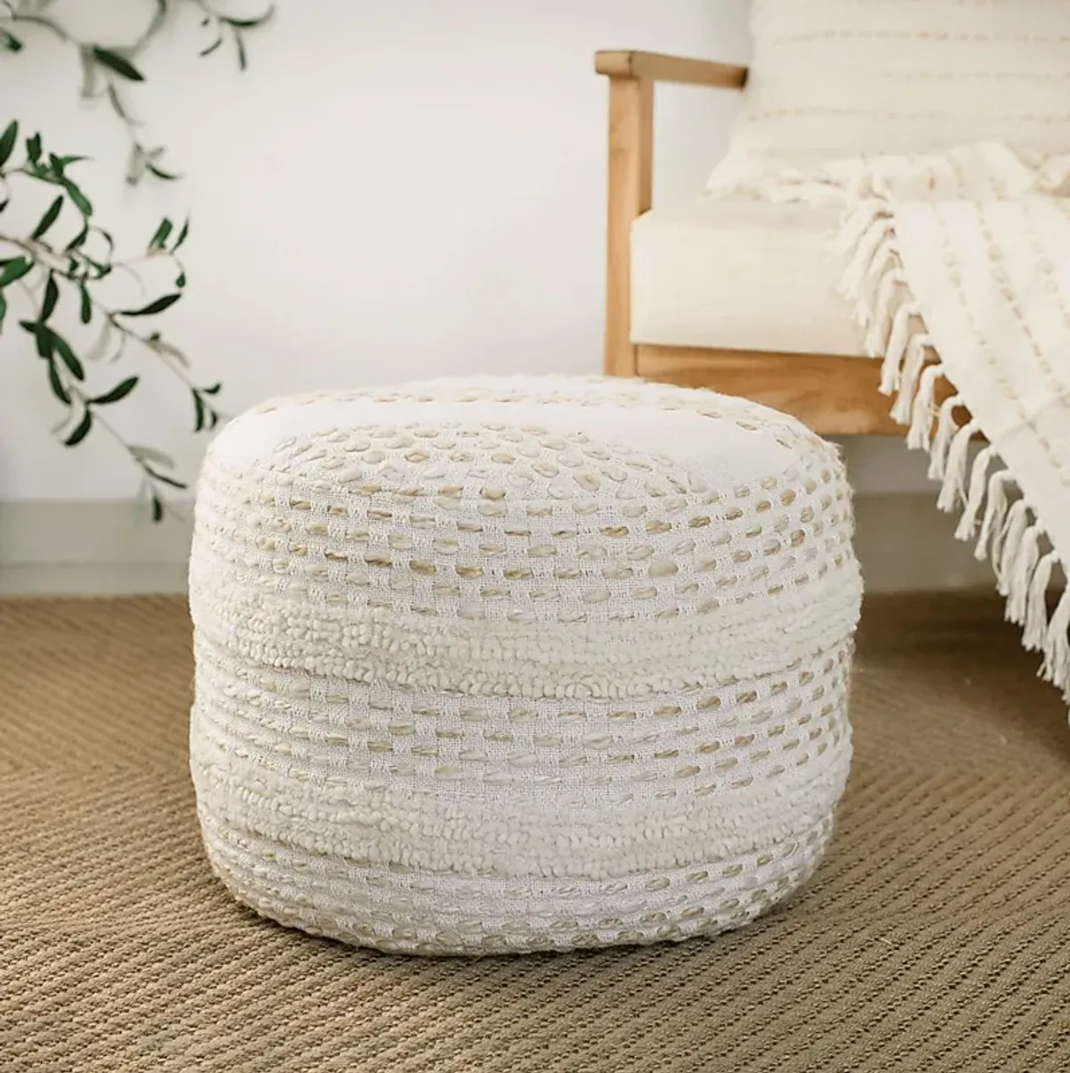 Vaddo Beige/Ivory Pouf