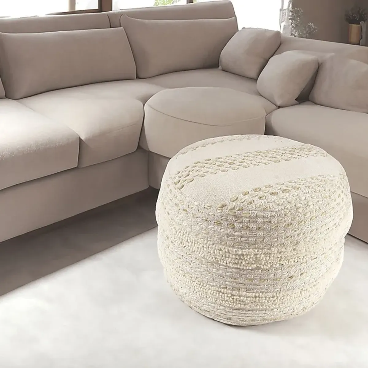 Vaddo Beige/Ivory Pouf