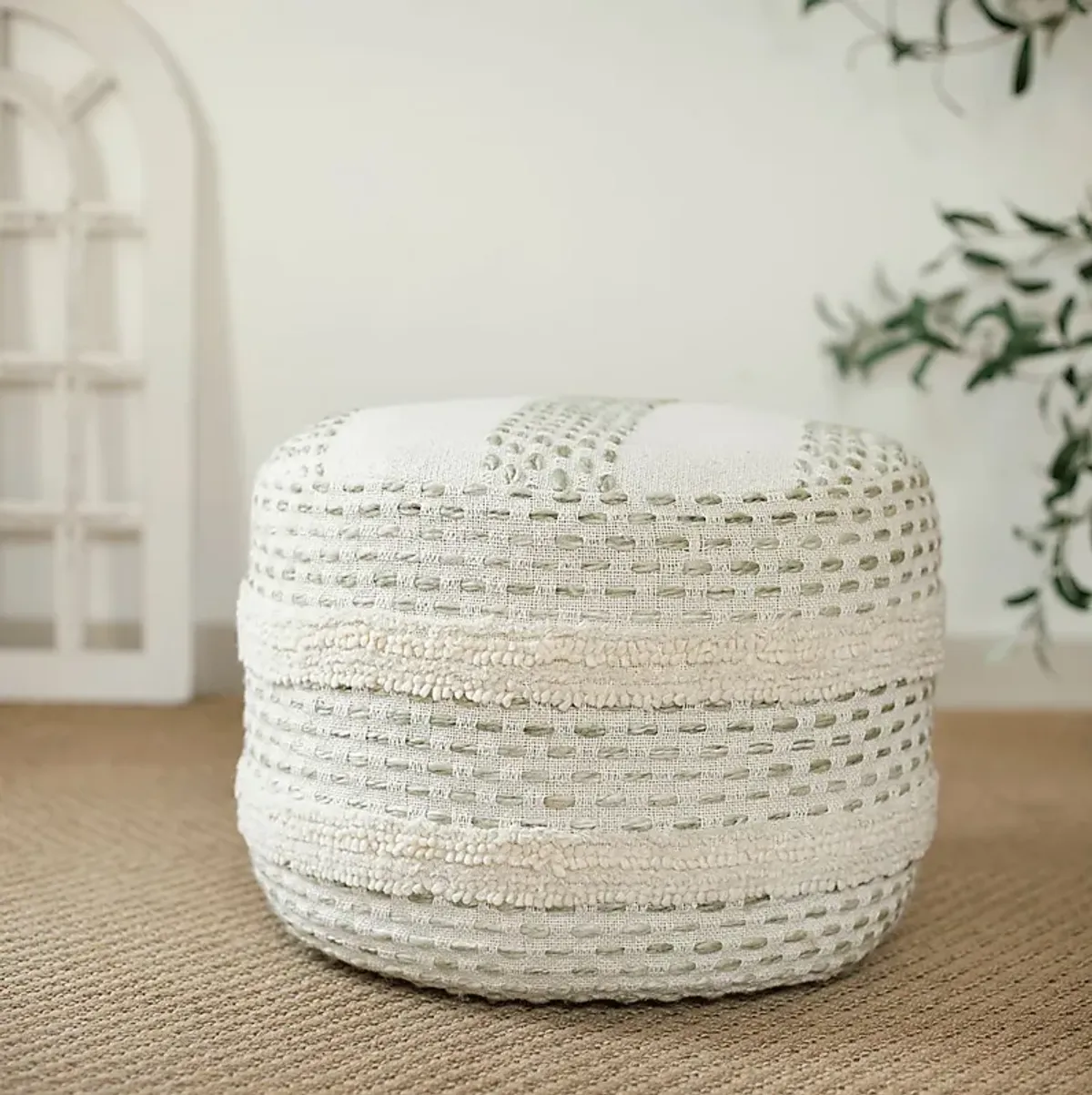 Vaddo Sage/Ivory Pouf