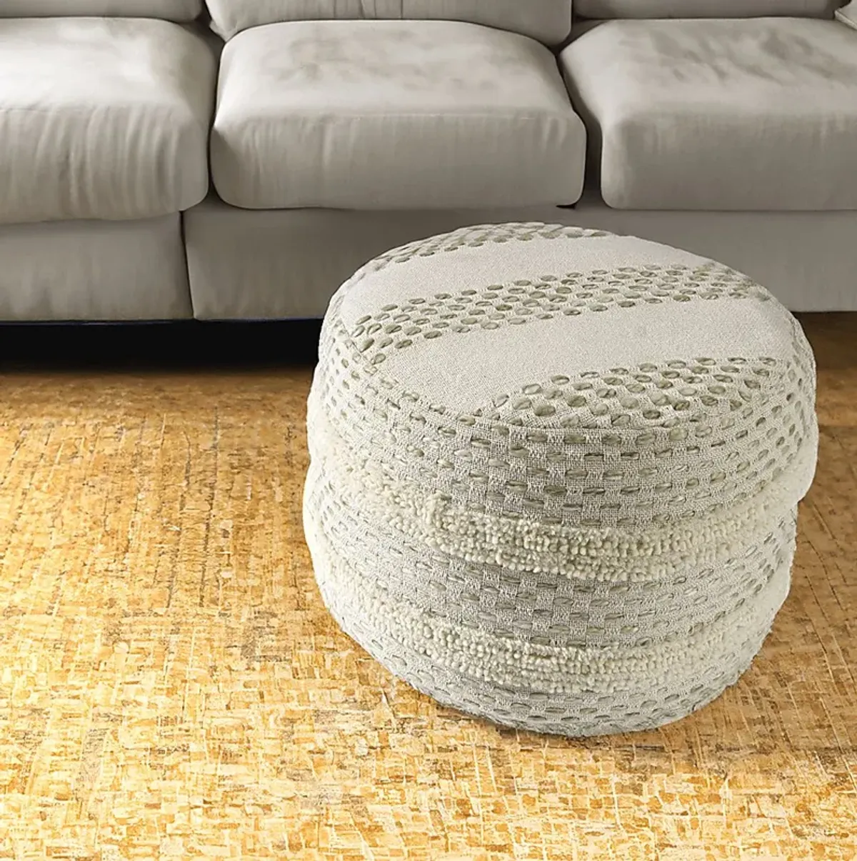 Vaddo Sage/Ivory Pouf