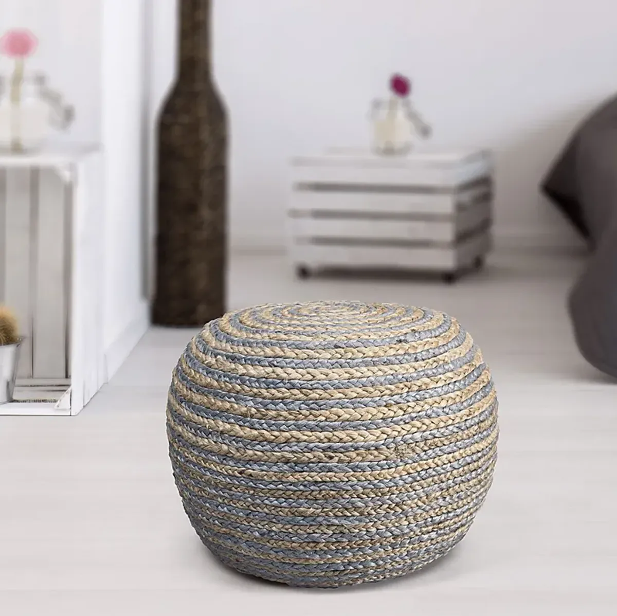 Buitra Tan/Gray Pouf