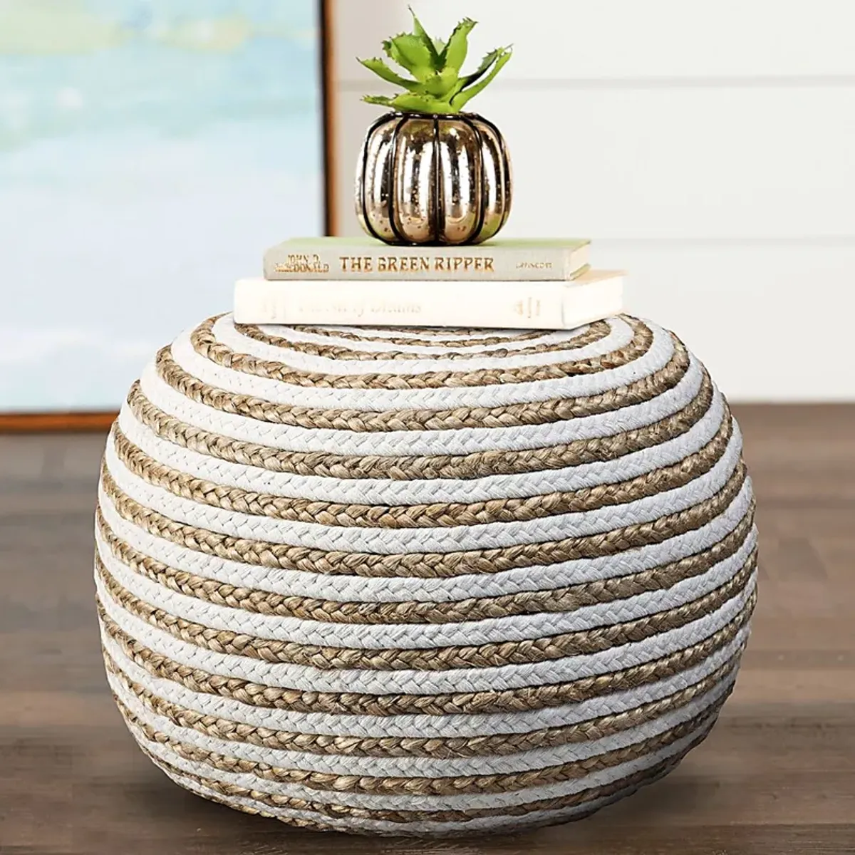 Buitra Tan/White Pouf