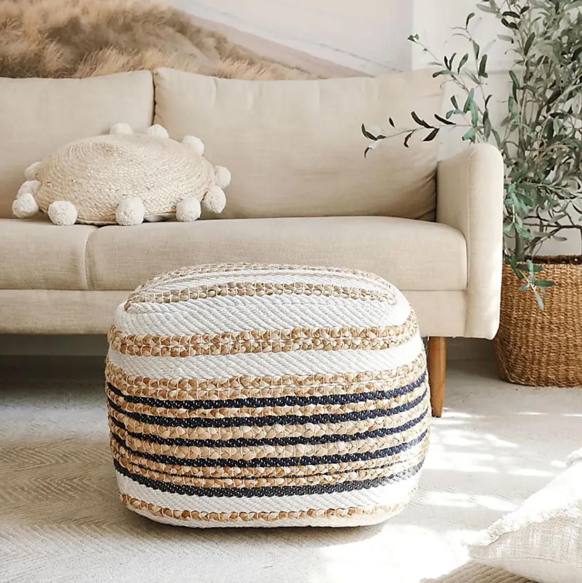 Moreze Black/Tan Pouf