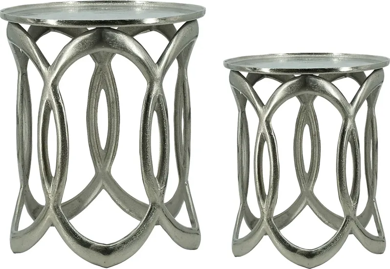 Aubrieta Silver Nesting Table, Set of 2