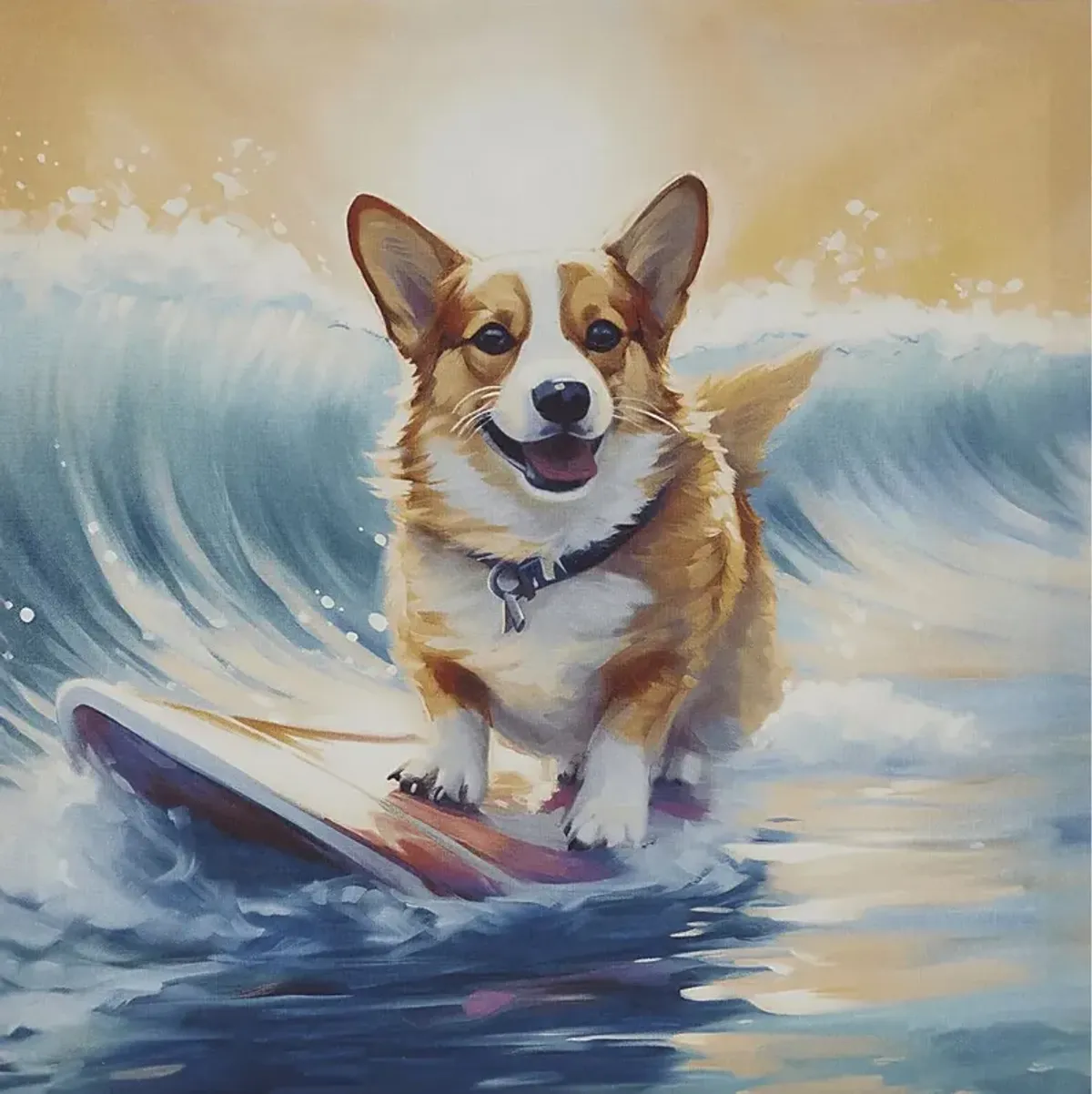 Corgi On The Beach Blue Wall Decor