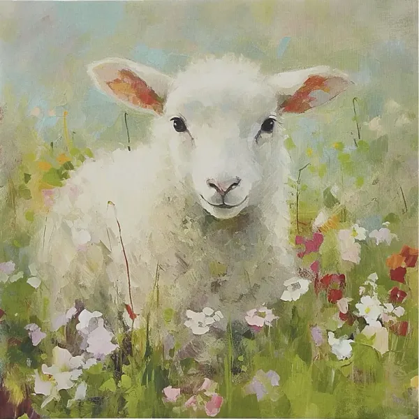 Lamb Of Flowers Green Wall Decor