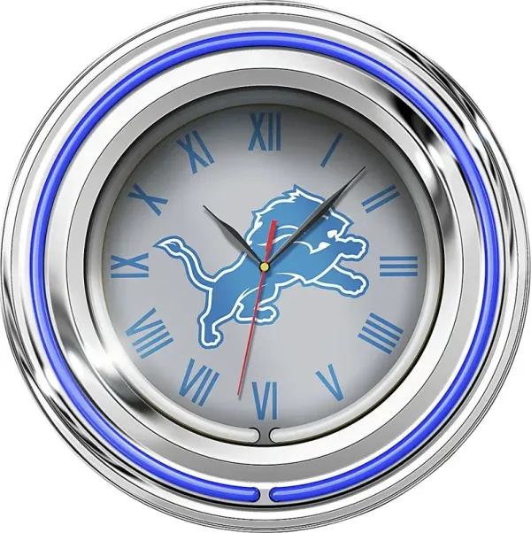 Detroit Lions Gray Neon Wall Clock