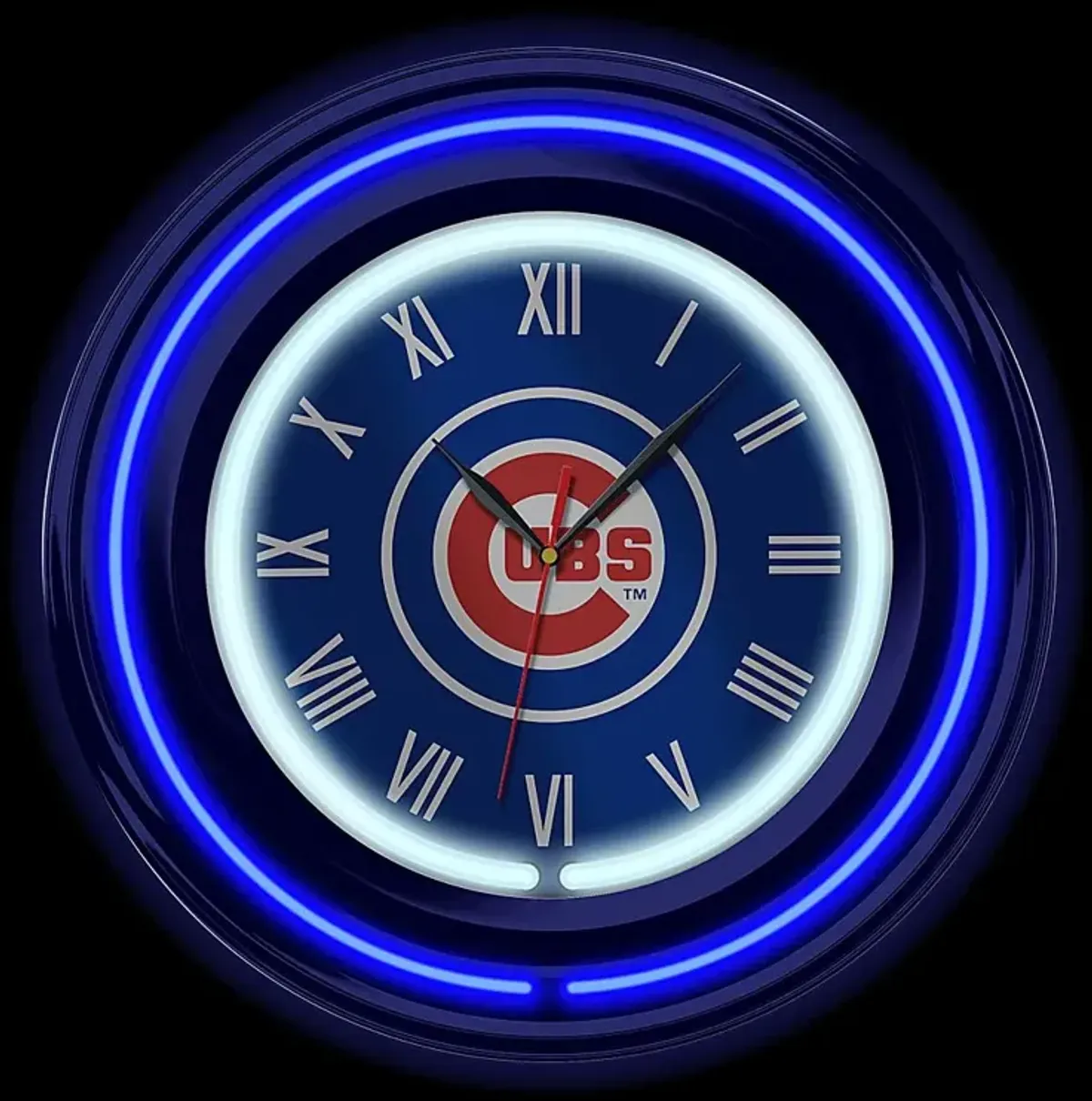 Chicago Cubs Blue Neon Wall Clock