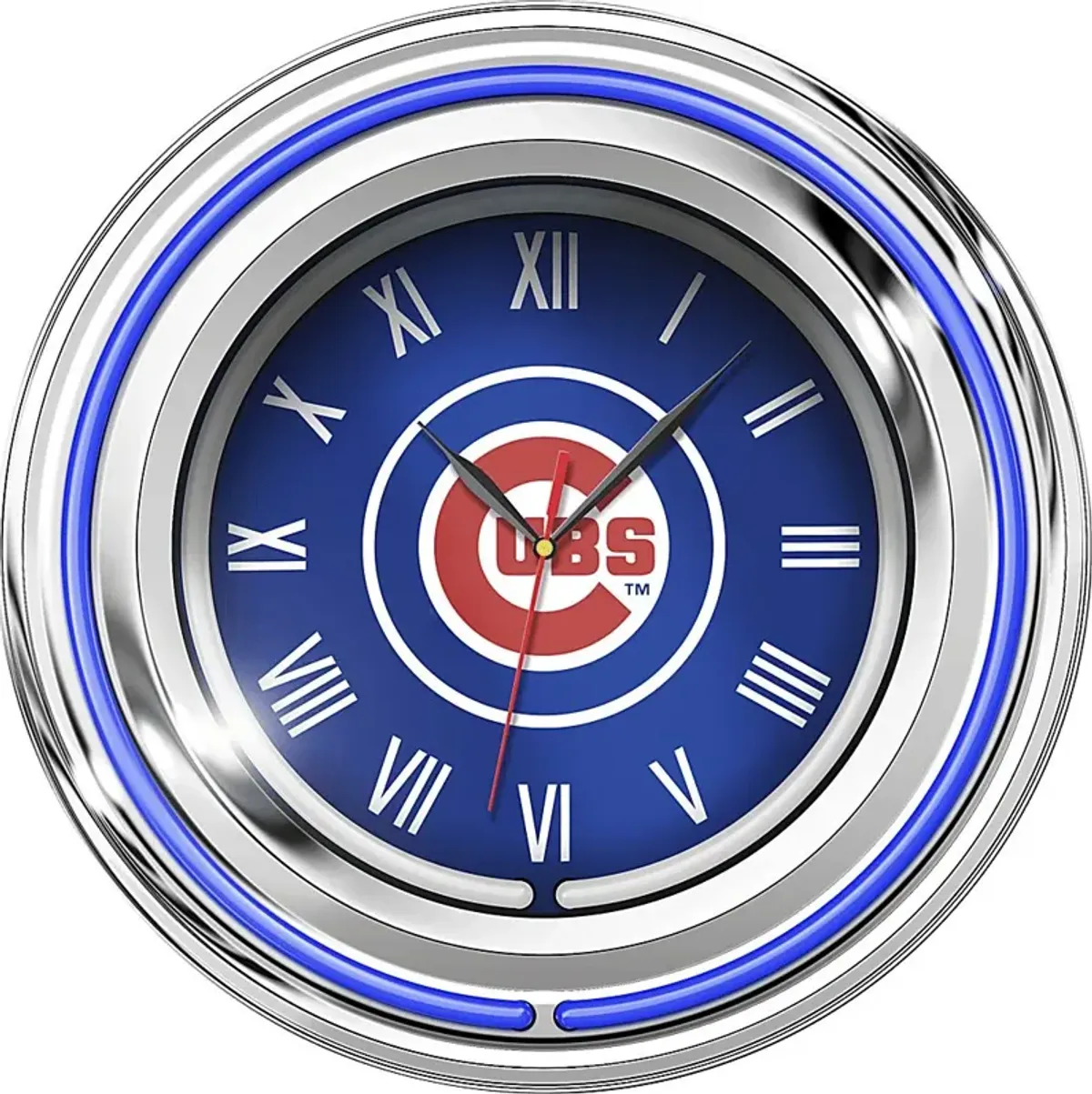 Chicago Cubs Blue Neon Wall Clock