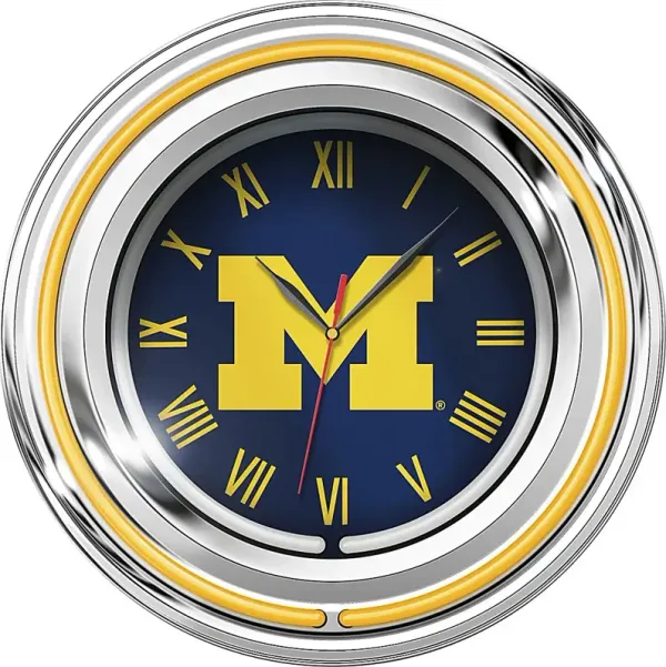 University of Michigan Yellow Neon Wall Clock