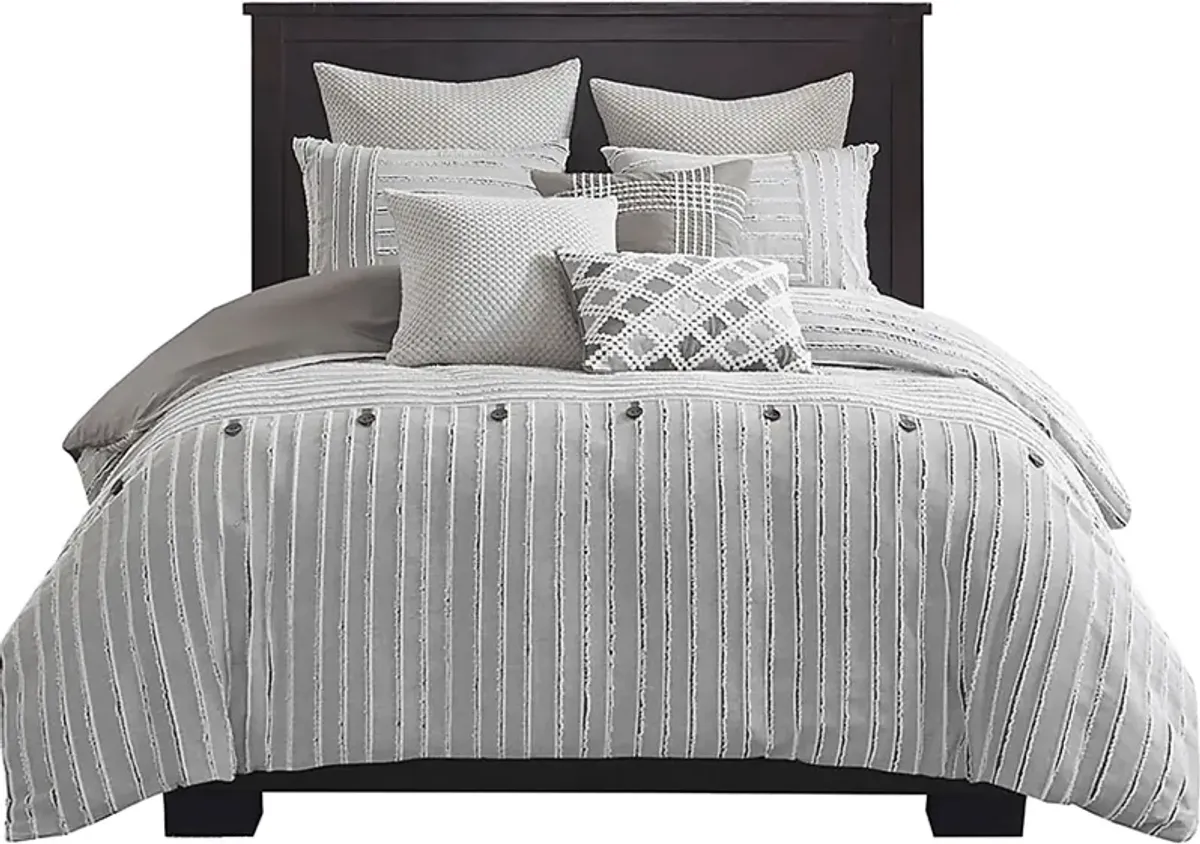 Jennix Gray Queen Comforter Set