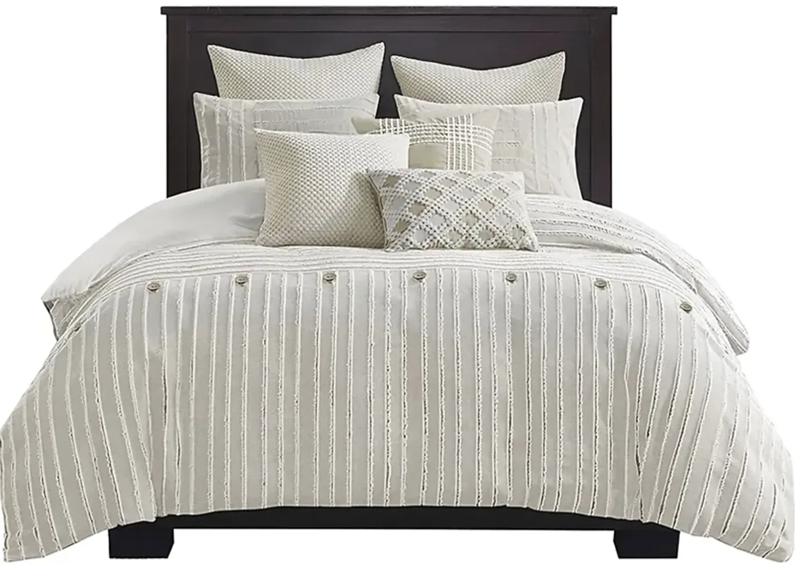 Jennix Ivory Queen Comforter Set