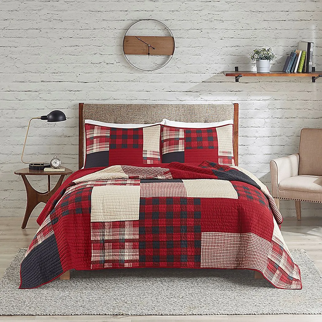 Kelya Red Full/Queen Quilt Set