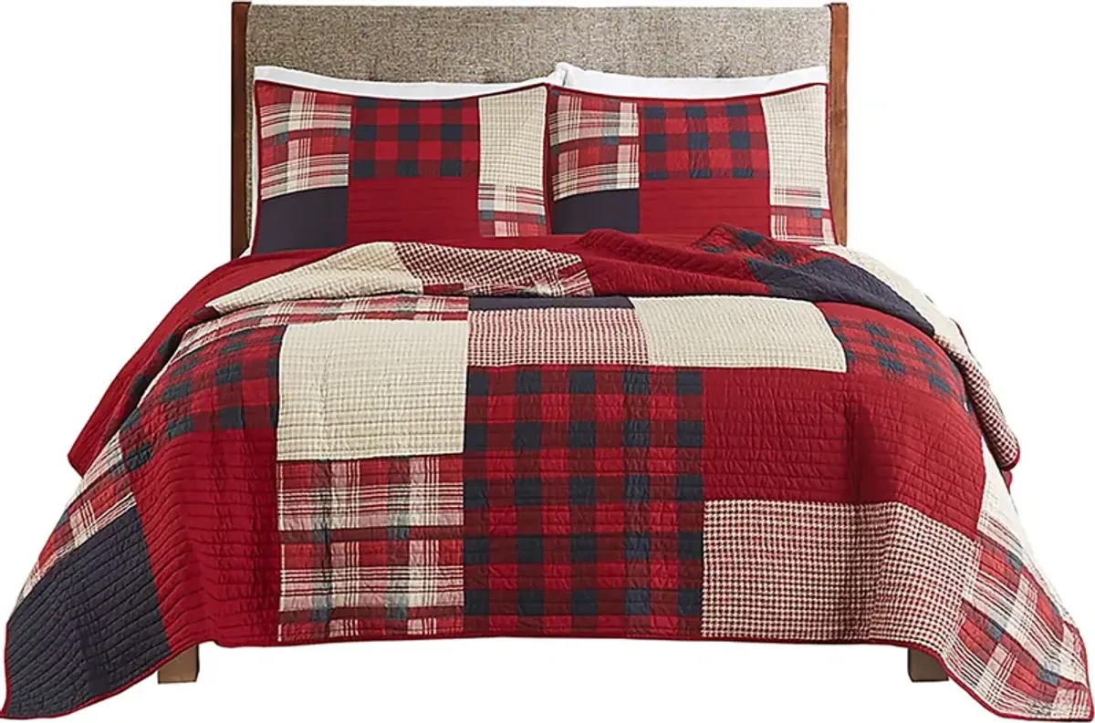 Kelya Red Full/Queen Quilt Set