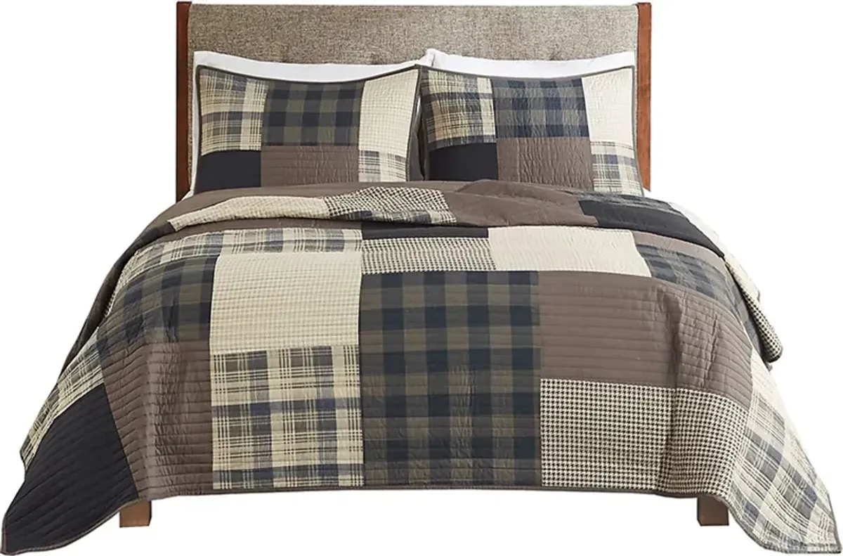 Acsel Brown Full/ Queen Quilt Set