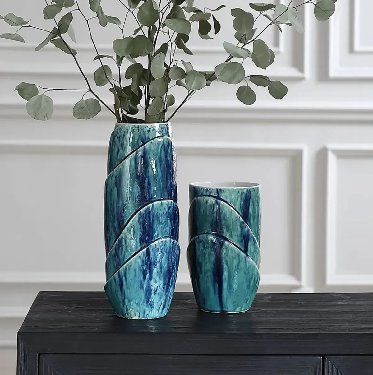 Kobdus Green Vase, Set of 2