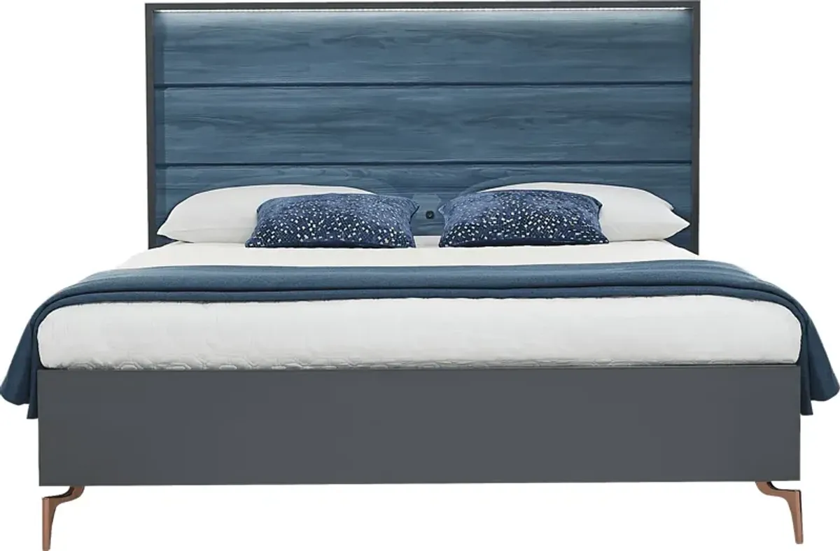 Esmedira Blue 5 Pc Queen Panel Bedroom
