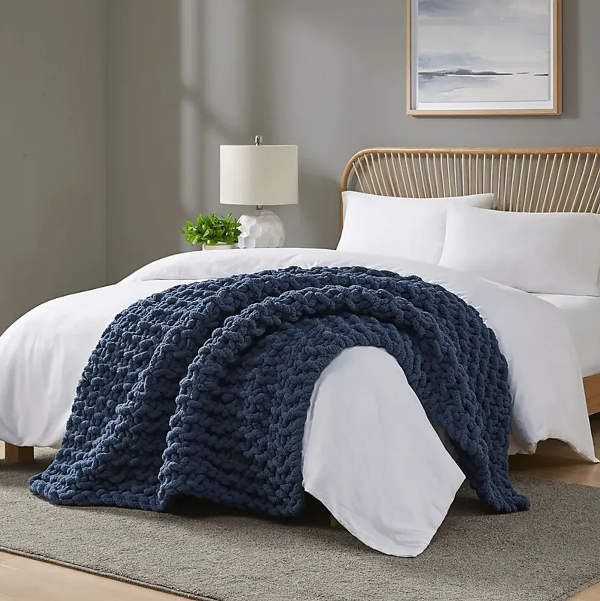 Altstatten Navy Throw Blanket