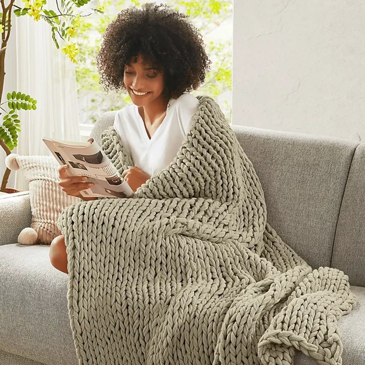 Apenzell Light Gray Throw Blanket