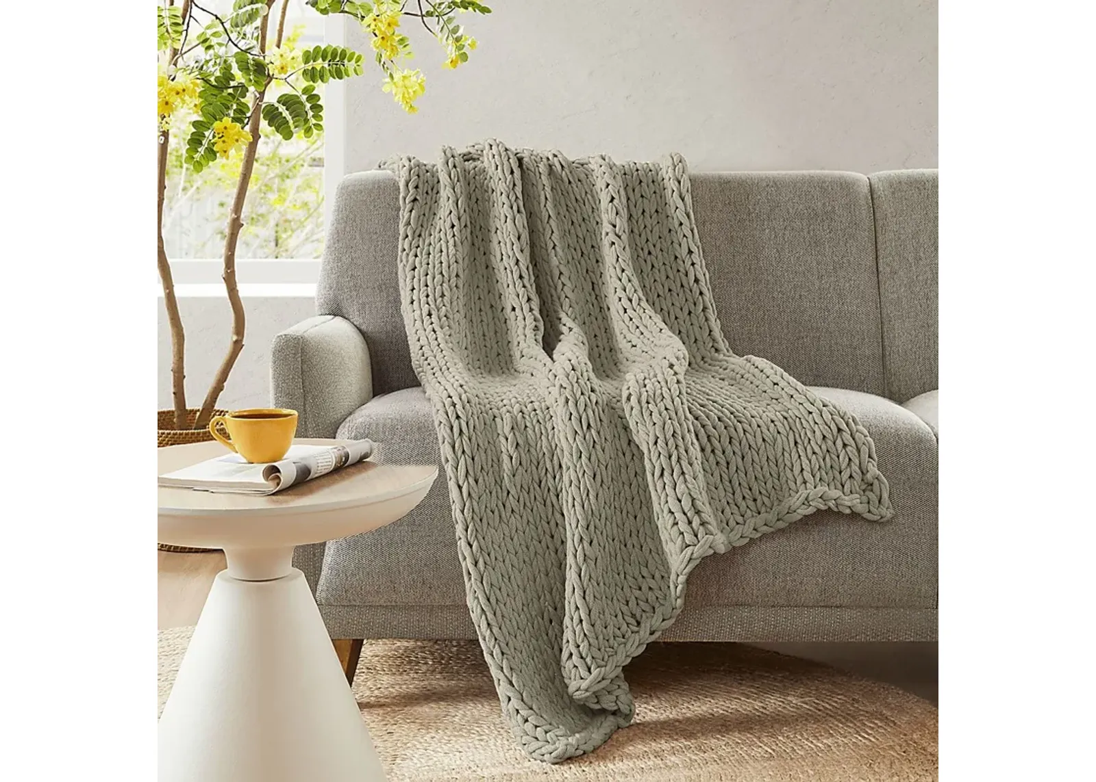 Apenzell Light Gray Throw Blanket