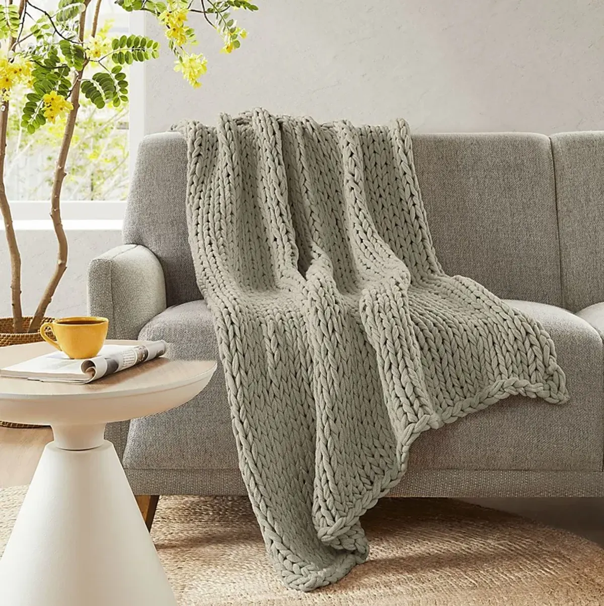 Apenzell Light Gray Throw Blanket