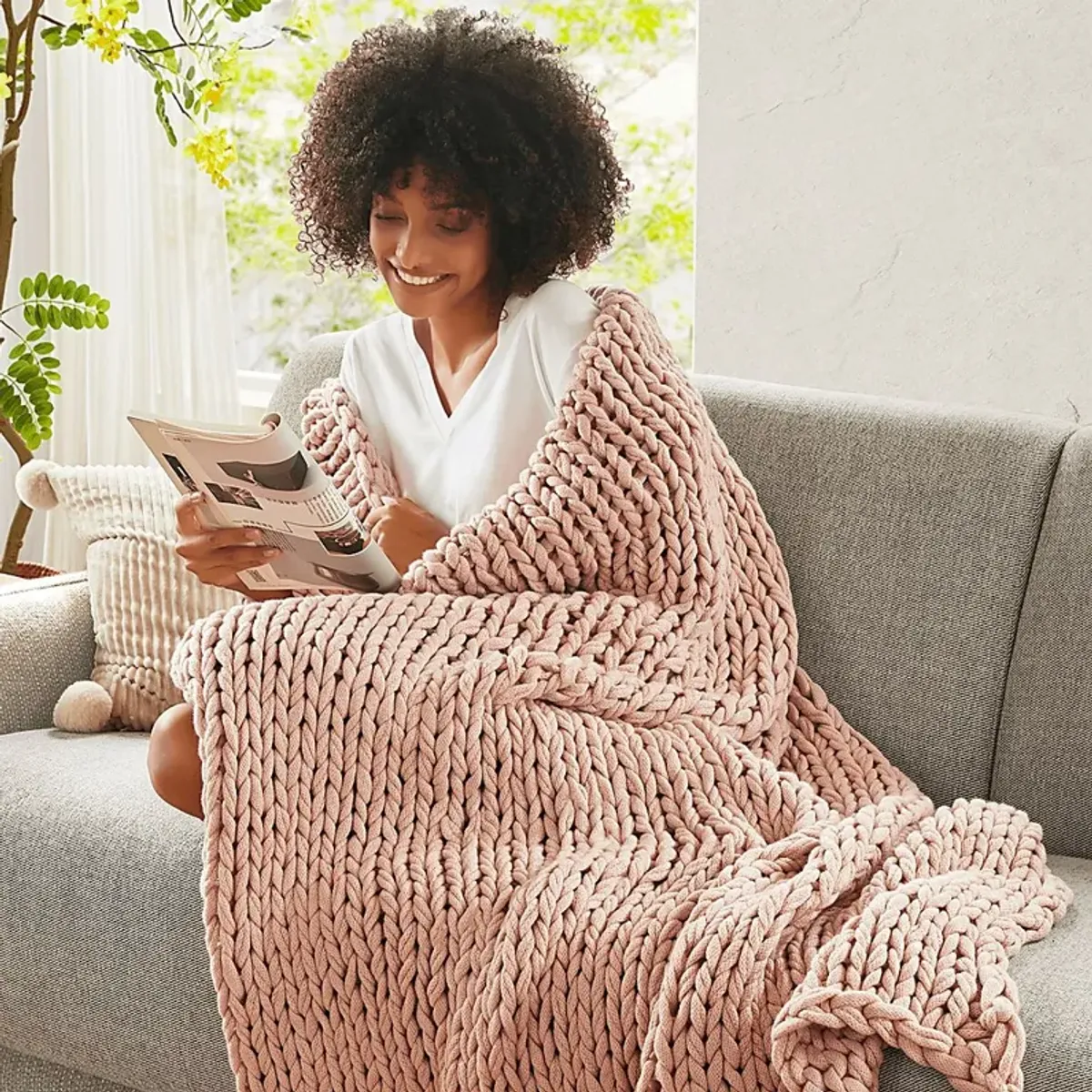 Apenzell Blush Throw Blanket