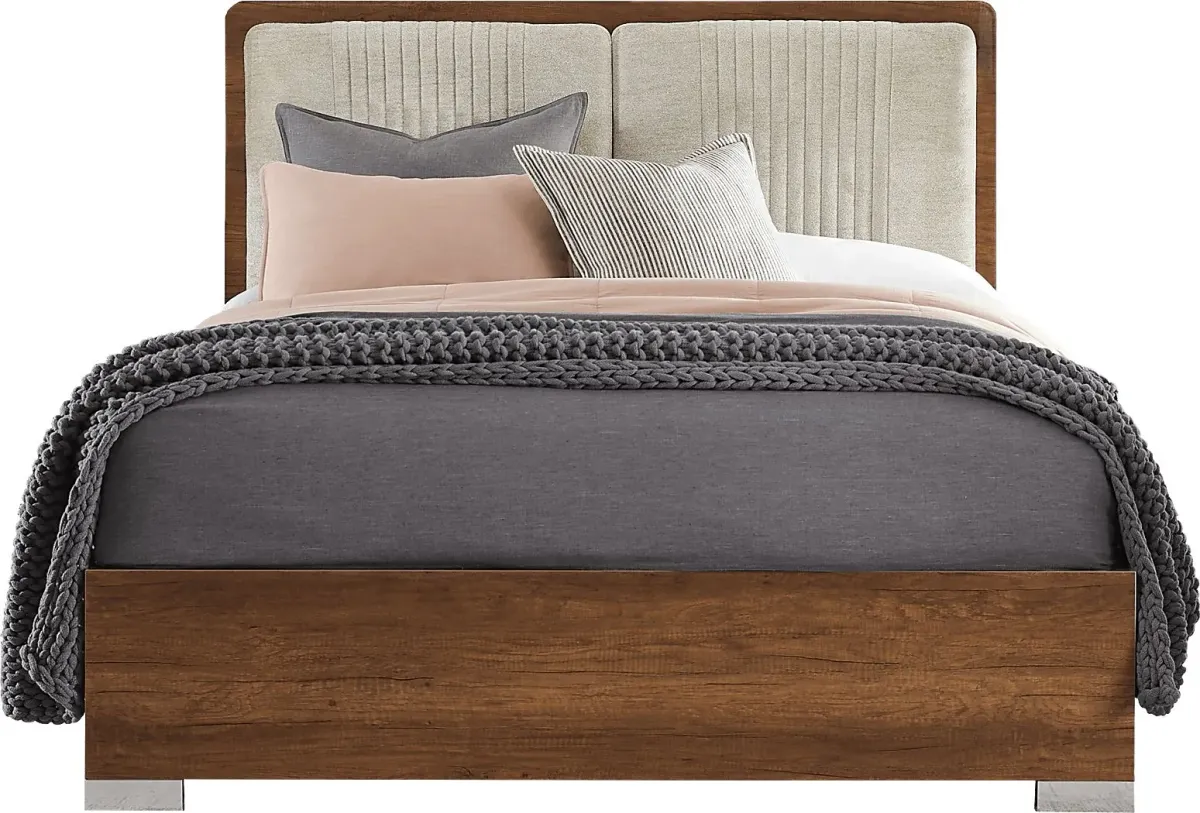 Jenner Walnut 5 Pc Queen Upholstered Bedroom
