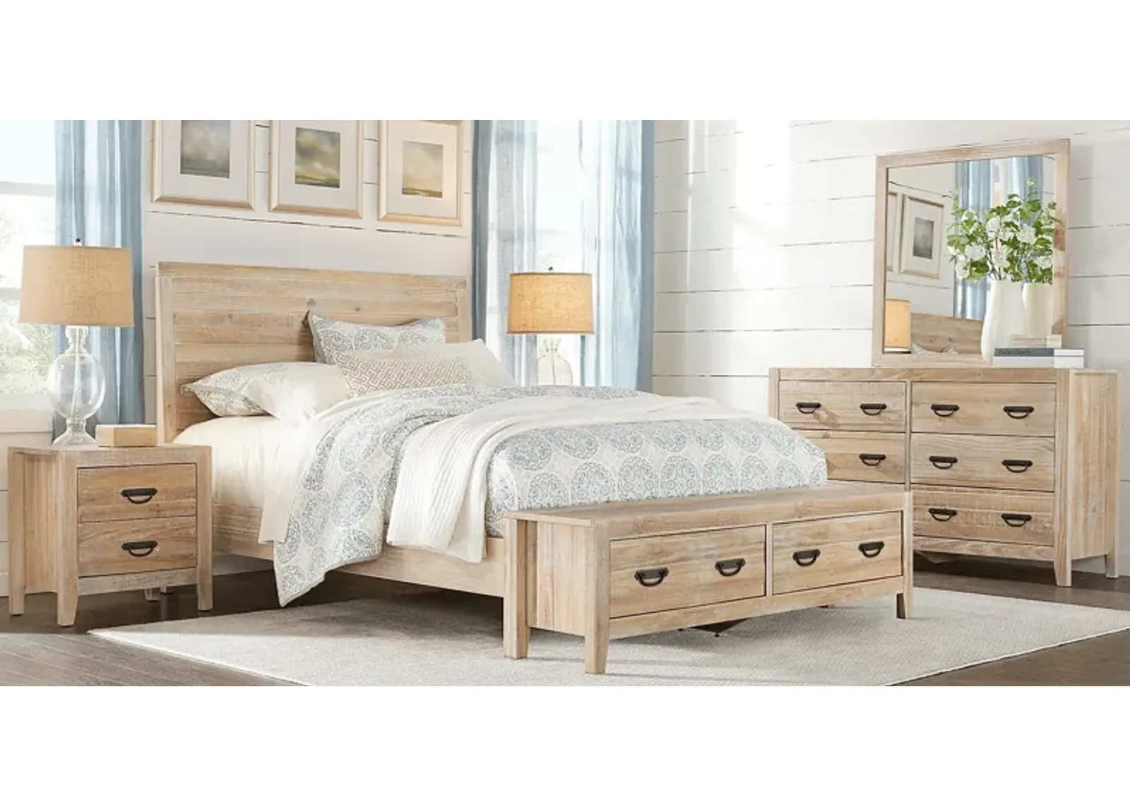 Palm Grove Taffy 7 Pc Queen Storage Bedroom