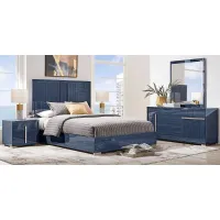 Luxe Point Blue 5 Pc King Panel Bedroom