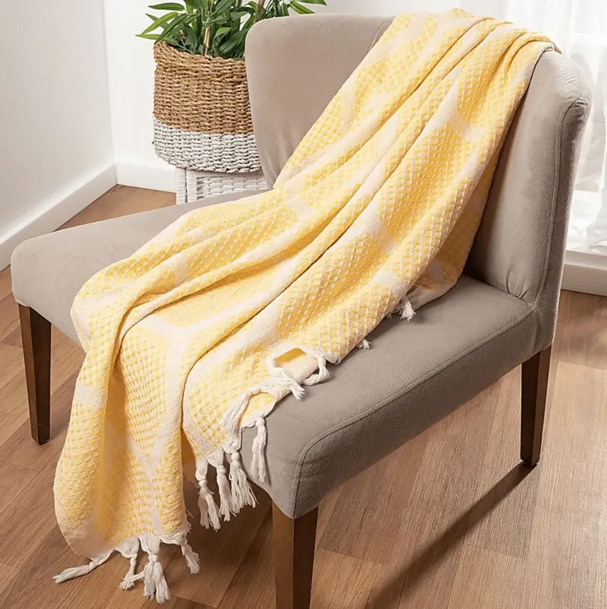 Woodgaler Yellow Throw Blanket