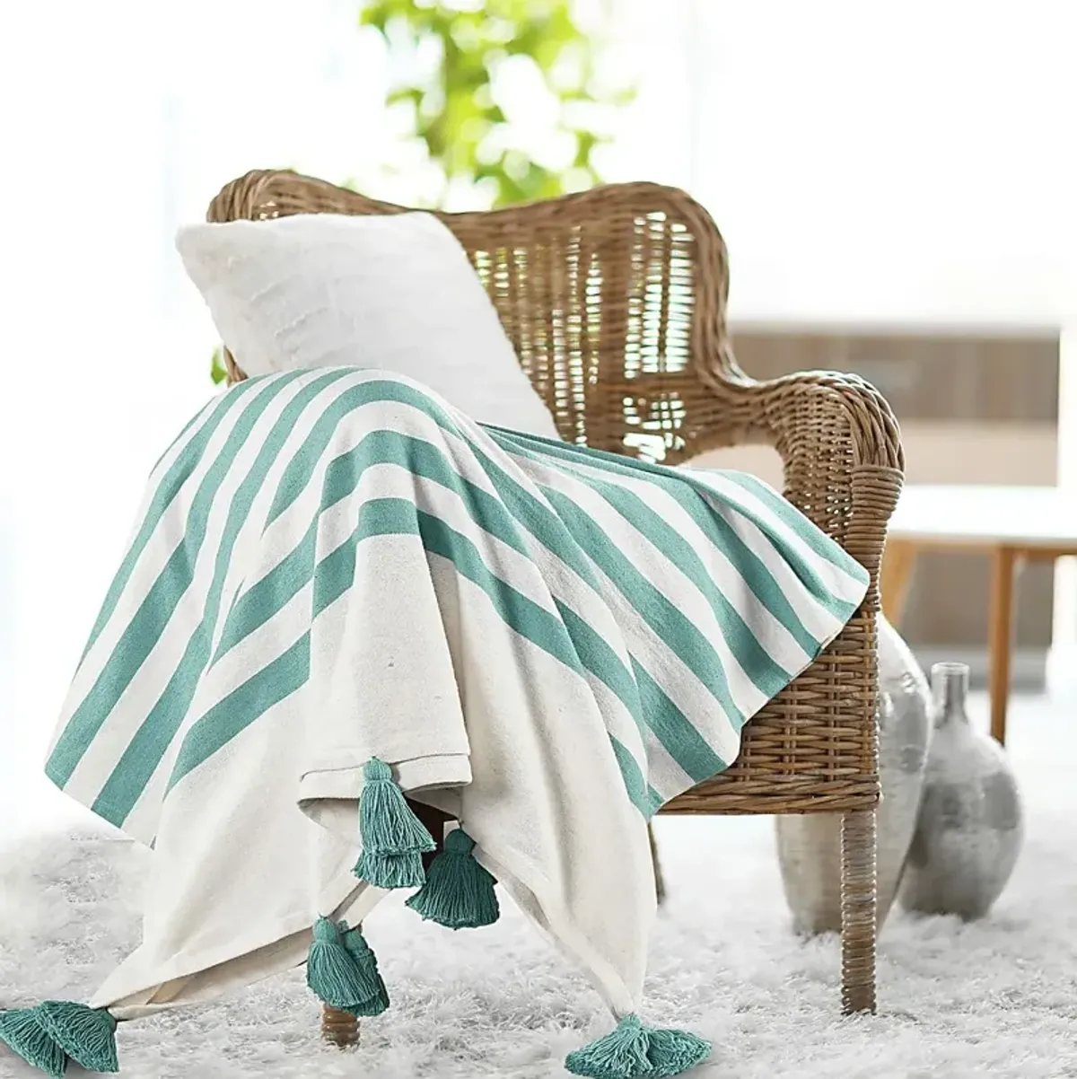 Olive Lane Aqua Throw Blanket